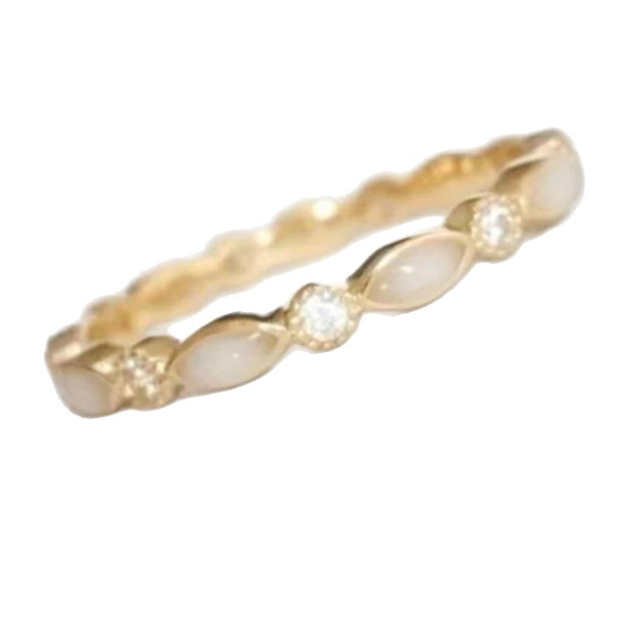 Adjustable Opal Look Ring, gold tone