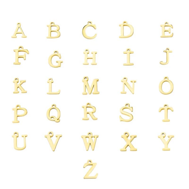 Gold tone letter charms A to Z