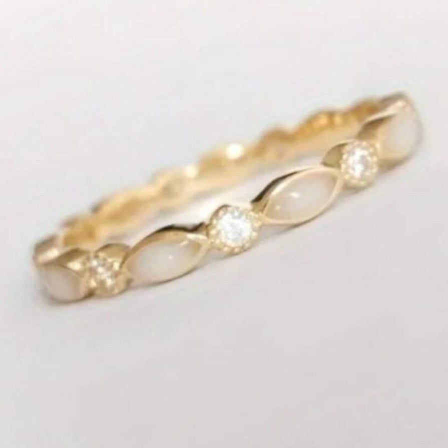 Adjustable Opal Look Ring, gold tone