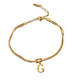 Letter Charm Snake Chain Bracelet, gold tone, letter G
